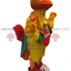 Mascotte de poulet jaune fluo. Costume de poulet -