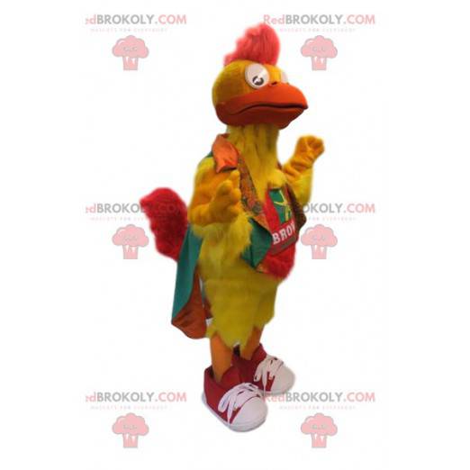 Mascotte de poulet jaune fluo. Costume de poulet -