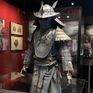Sølv Samurai maskot drakt...