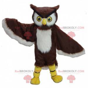 Mascotte de hibou marron et blanc - Redbrokoly.com