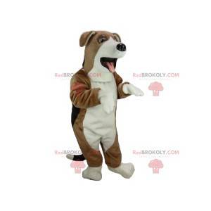 Mascotte de chien blanc et marron super sympa - Redbrokoly.com