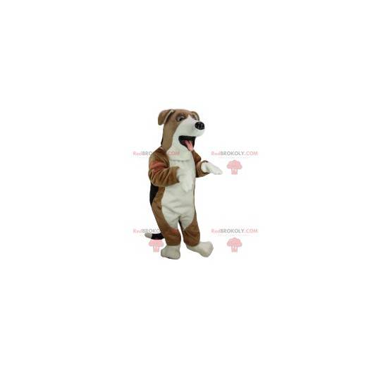 Mascotte de chien blanc et marron super sympa - Redbrokoly.com