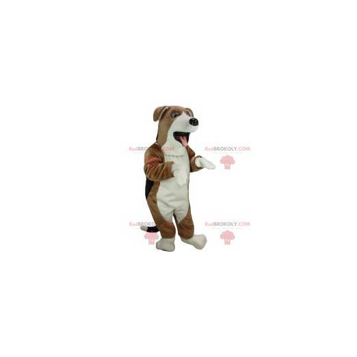 Superfin vit och brun hundmaskot - Redbrokoly.com