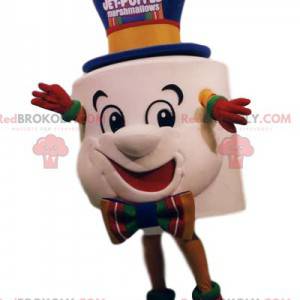 Mascote de marshmallow super engraçado. Fantasia de marshmallow