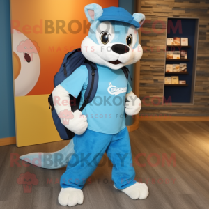 Blue Weasel maskot kostume...