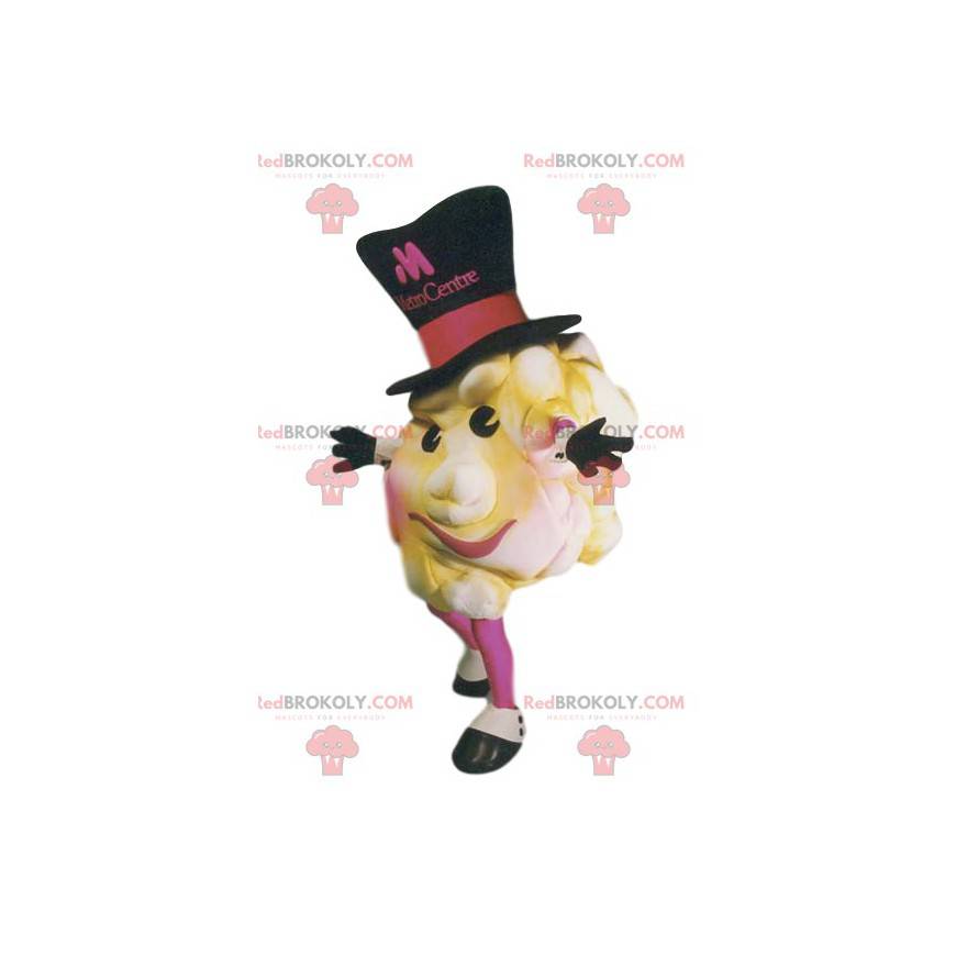 Chutný maskot popcorn s velkým černým kloboukem - Redbrokoly.com