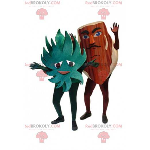 Hazelnut mascot and its green leaf. Hazelnut costume -