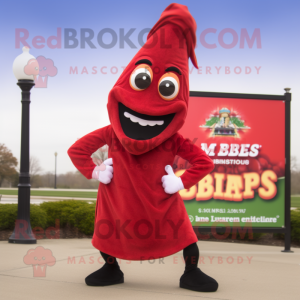 Red Jambalaya mascot costume character dressed with a Leggings and Wraps