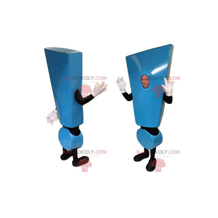 Mascote com ponto de exclamação azul e preto - Redbrokoly.com