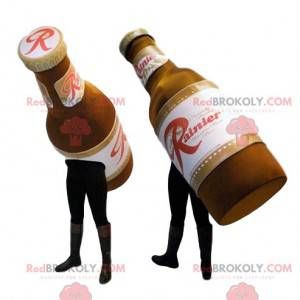 Mascotas de dos botellas de cerveza. Traje de cerveza -