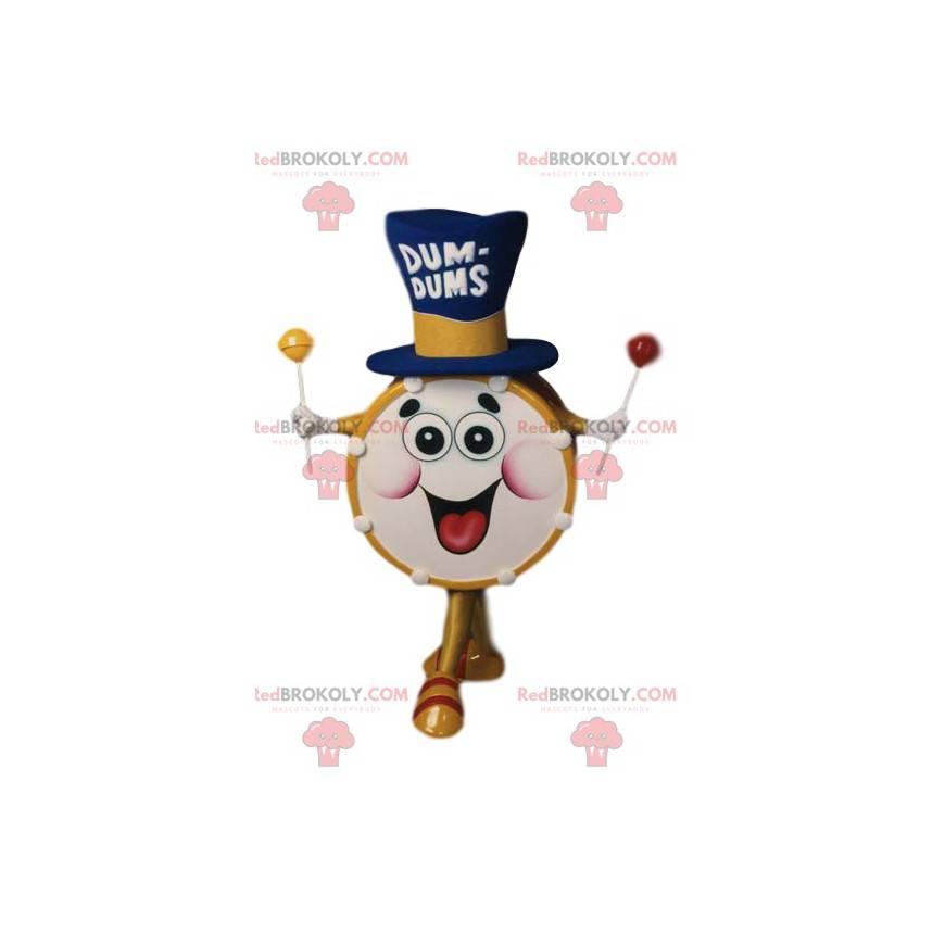 Super funny drum mascot with a big hat - Redbrokoly.com