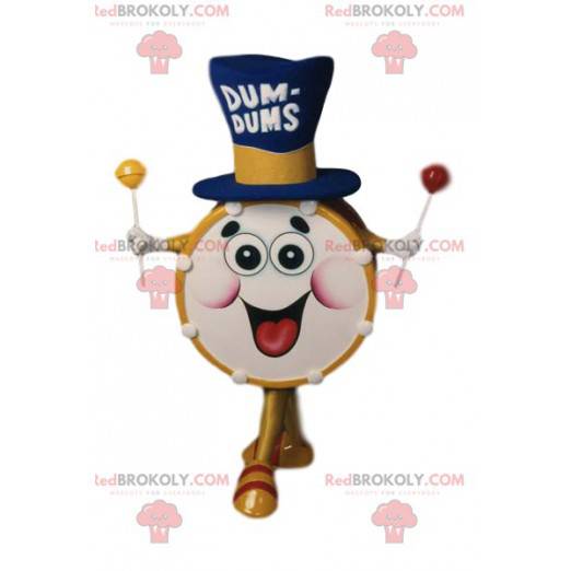 Super funny drum mascot with a big hat - Redbrokoly.com