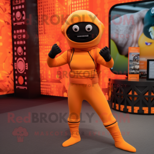 Orange Army Soldier mascot costume character dressed with a Yoga Pants and Wraps