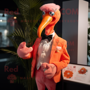 Oranje flamingo mascotte...