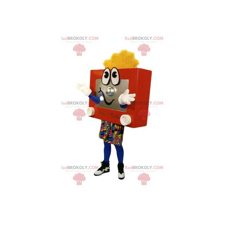 Mascota de la televisión roja vintage y sonriendo - Mascota de la televisión roja vintage y sonriendo -