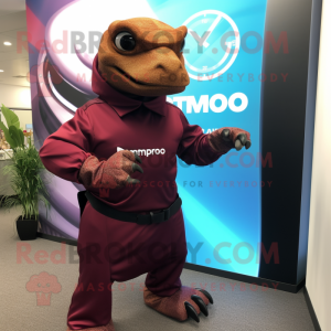 Maroon Komodo Dragon maskot...