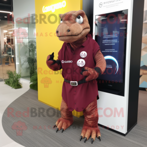 Maroon Komodo Dragon maskot...