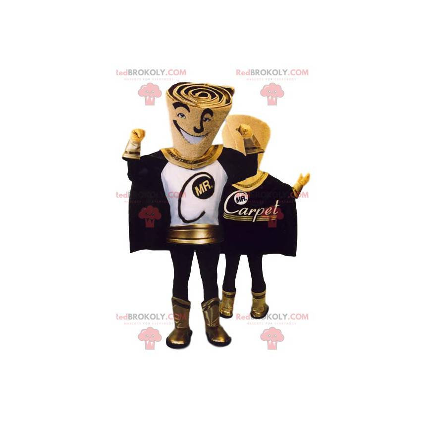 Prémiový maskot superhrdiny, černý a zlatý - Redbrokoly.com Prémiový maskot superhrdiny, černý a zlatý - Redbrokoly.com