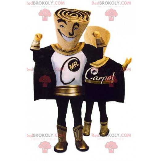 Premium superheld mascotte, zwart en goud - Redbrokoly.com