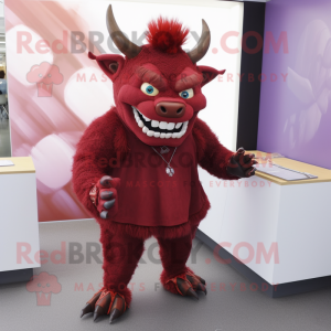 Maroon Devil maskot kostume...