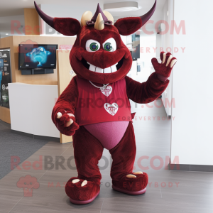 Maroon Devil maskot kostym...