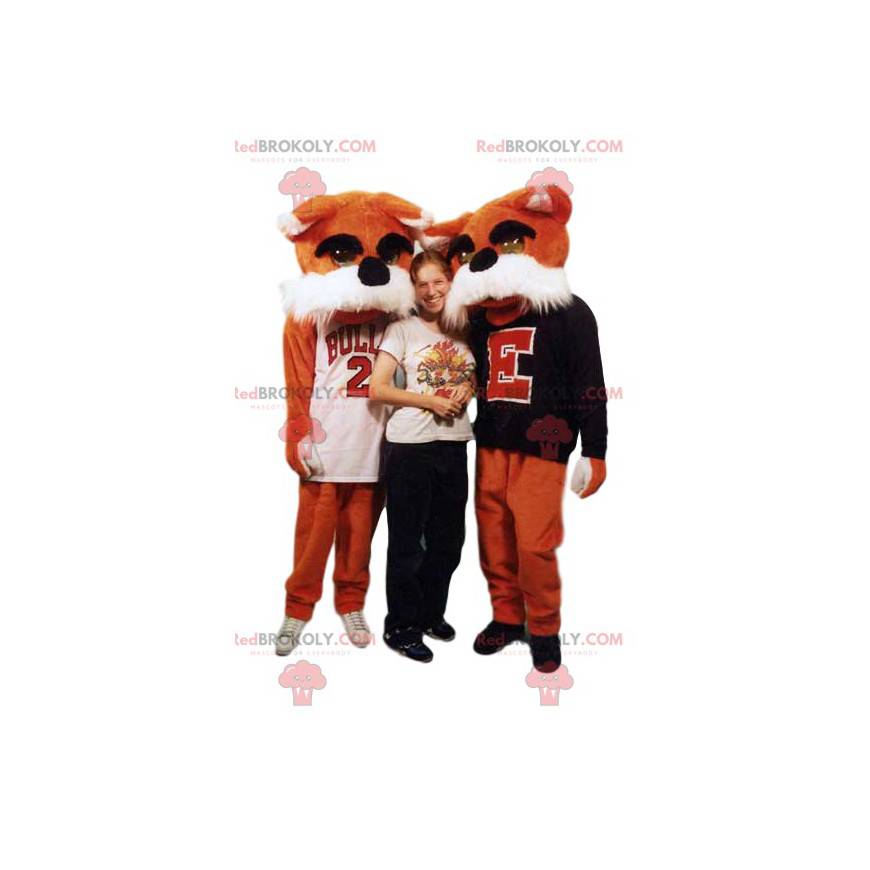 Maskot dvou oranžových psů v dresu fanoušků - Redbrokoly.com