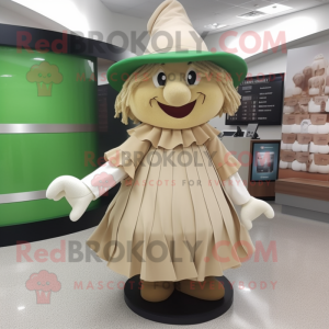 Beige Leprechaun Hat mascot costume character dressed with a Pleated Skirt and Keychains