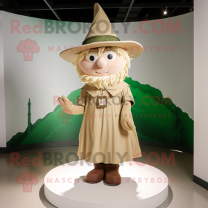 Beige Leprechaun Hat mascot costume character dressed with a Pleated Skirt and Keychains