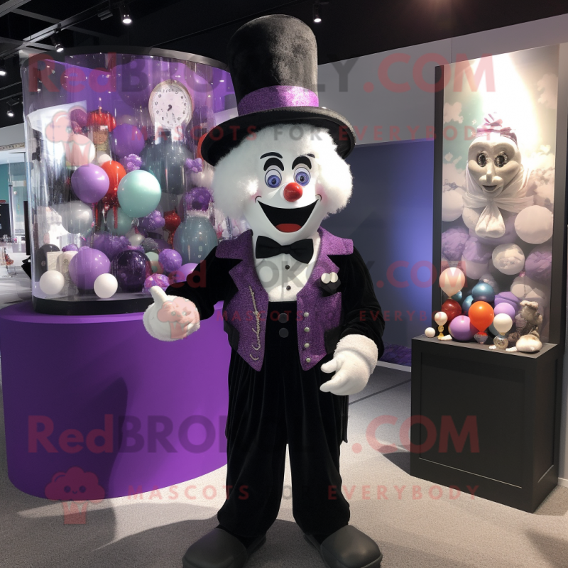 Lavender Clown mascot costume character dressed with a Tuxedo and Mittens