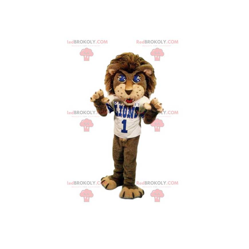 Aggressive lion mascot with a supporter jersey. - Redbrokoly.com