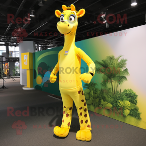 Yellow Giraffe mascot costume character dressed with a Joggers and Anklets