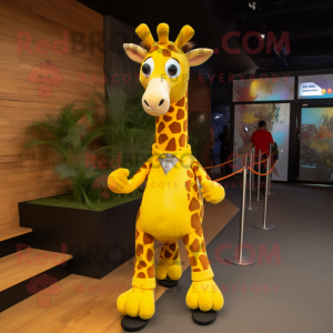 Yellow Giraffe mascot costume character dressed with a Joggers and Anklets