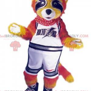 Orange raccoon mascot dressed as a supporter. - Redbrokoly.com