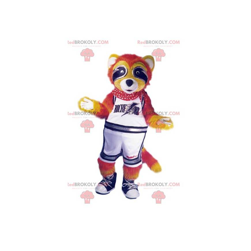 Maskot oranžový mýval oblečený jako zastánce. - Redbrokoly.com Maskot oranžový mýval oblečený jako zastánce. - Redbrokoly.com