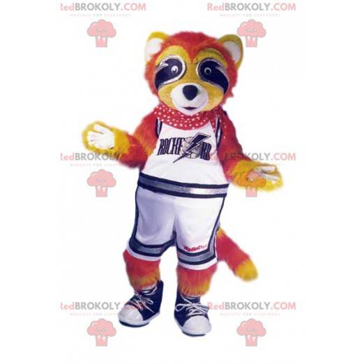 Orange raccoon mascot dressed as a supporter. - Redbrokoly.com