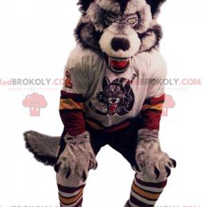 Mascote de lobo feroz em uma camisa de torcedor - Redbrokoly.com