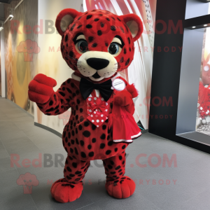 Roter Leopard Maskottchen...