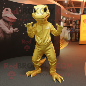 Gold Lizard maskot kostym...