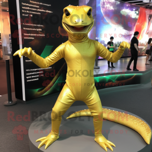 Gold Lizard maskot kostym...