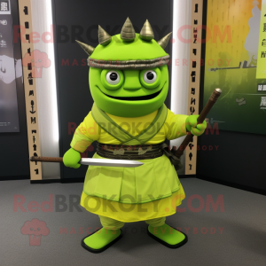 Limegrøn Samurai maskot...