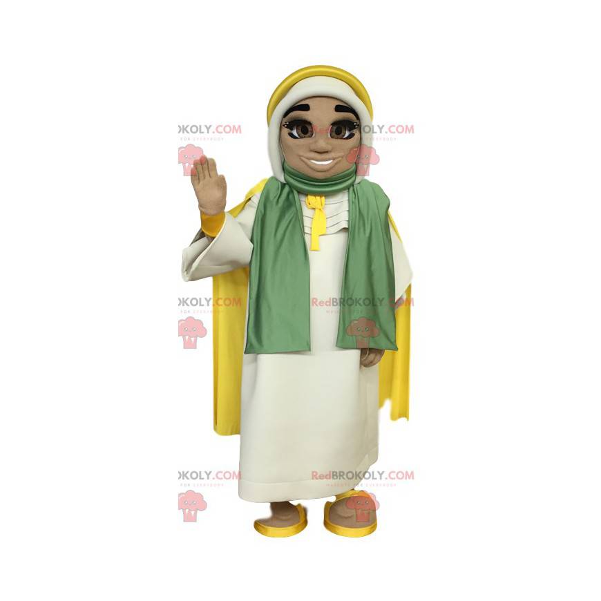 Mascote mulher tuaregue com um lindo pano branco -