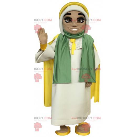 Mascote mulher tuaregue com um lindo pano branco -