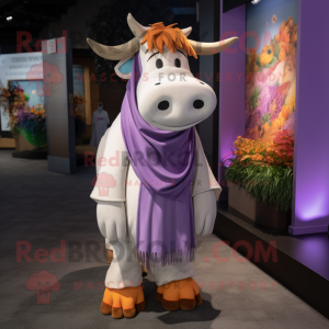 Lavender Guernsey Cow mascot costume character dressed with a Leggings and Shawls