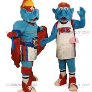 Superheld en basketballer mascotte duo - Redbrokoly.com