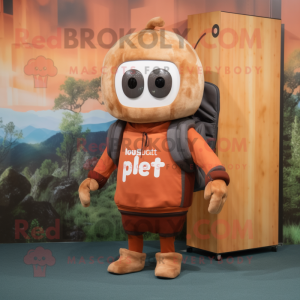 Rust Computer mascot costume character dressed with a Sweater and Backpacks