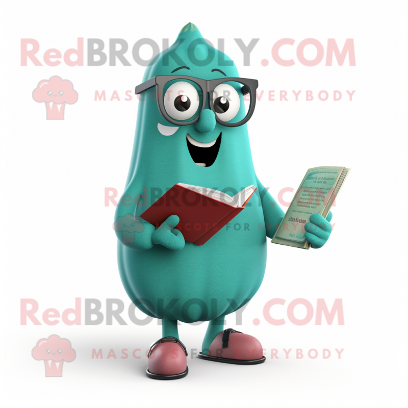 Teal Beet mascot costume character dressed with a Sweater and Reading glasses Teal Beet mascot costume character dressed with a Sweater and Reading glasses