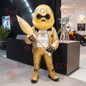 Gold Ice Cream Cone maskot...