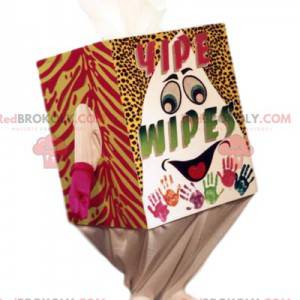 Mascote colorido e sorridente da caixa de lenços de papel -