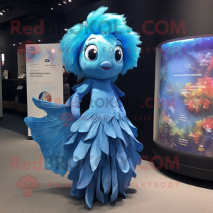 Himmelblå Betta Fish maskot...