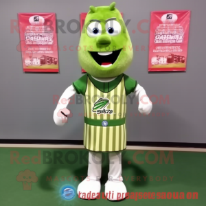 Forest Green Asparagus mascot costume character dressed with a Baseball Tee and Wraps